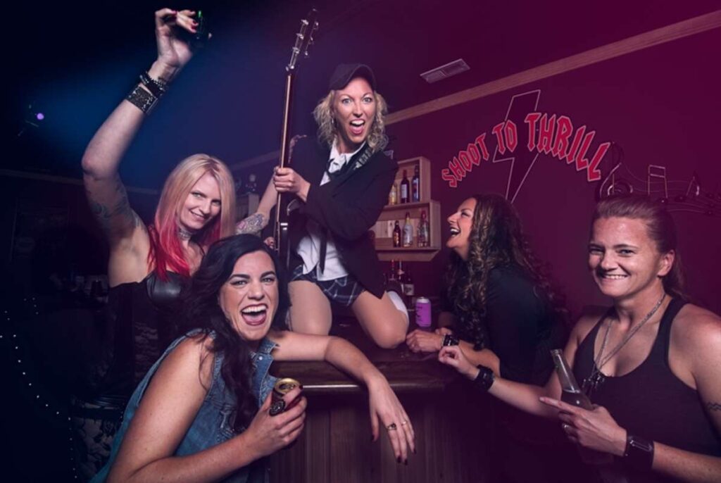 shoot to thrill all female ac dc tribute automag stone whiskey